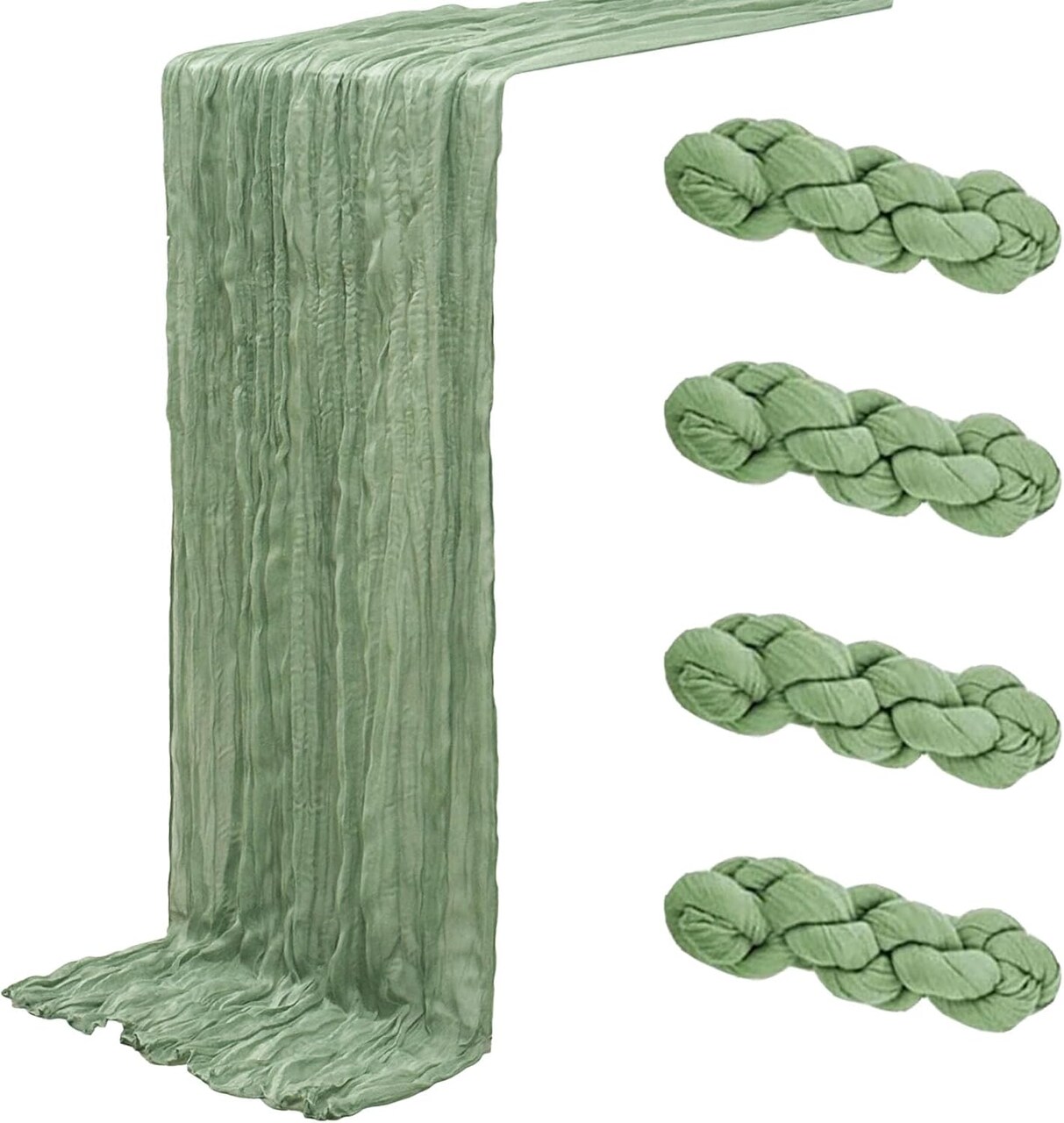 4Pack Sage Green Cheesecloth Table Runners 120Inch Gauze Table Runner Sage Green